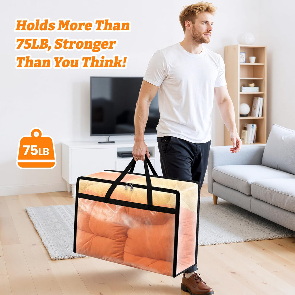 Moving Bags 60L 8PCS, Clear Clothes Storage Under Bed Storage
