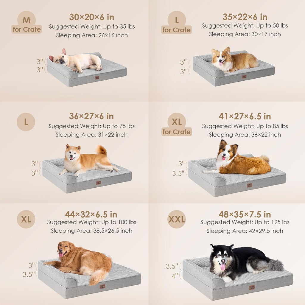 Orthopedic Dog Bed Medium Size Dogs, Memory Foam Dog Bed with Washable Removable Cover, Waterproof Pet Sofa Couch for