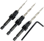 FTG USA 3 Pc #6#8#10 Countersink Drill Bit Set, Tapered Bits