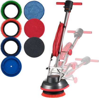 Commercial Floor Scrubber Machine, Heavy Duty Floor Cleaner Polisher with 2 Wheels, Professional Electric Carpet