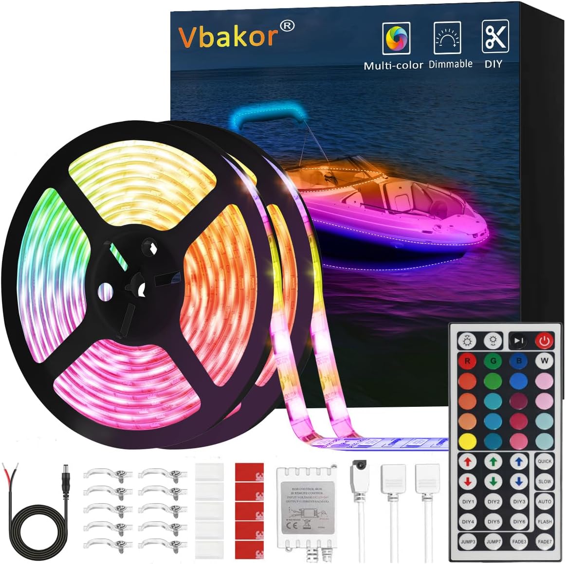 Boat Strip Lights Waterproof 50FT, 12v RGB Marine Pontoon Boat Lights