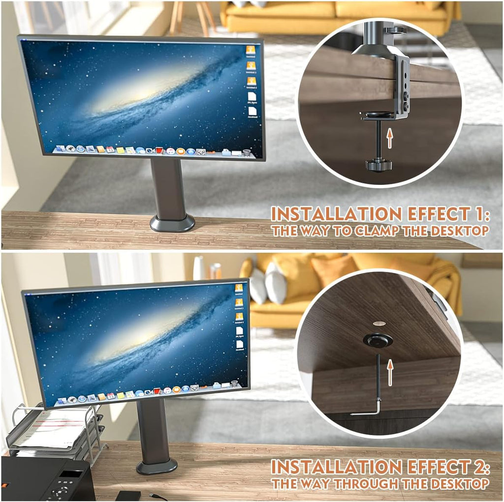 Single Desk Monitor Arm Mount Stand Fit for 13 inch to 32 inch Flat Curved Computer Screen with Swivel, Height