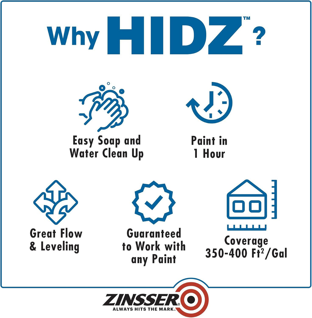 373693 HIDZ Multi-Purpose Primer and Sealer, Quart, Flat White