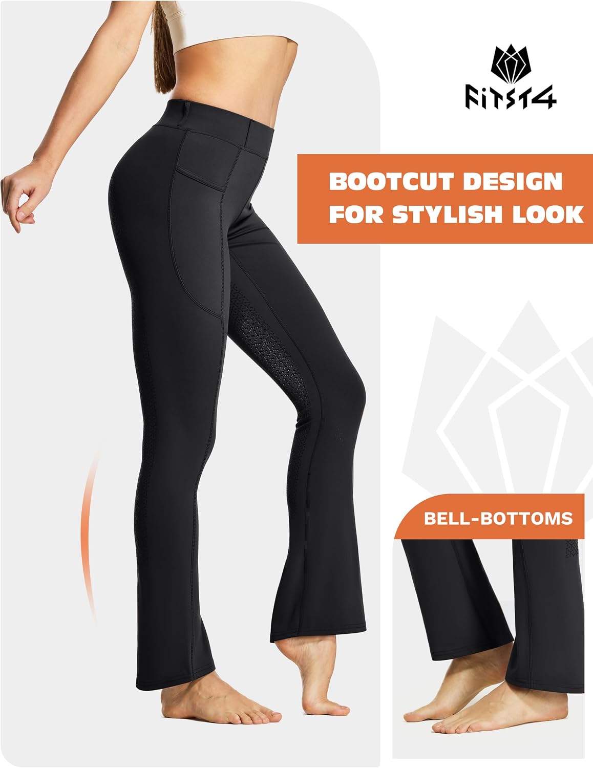Women's Full Seat Horse Riding Pants Bootcut Riding Tights with Pockets Equestrian Breeches for Women