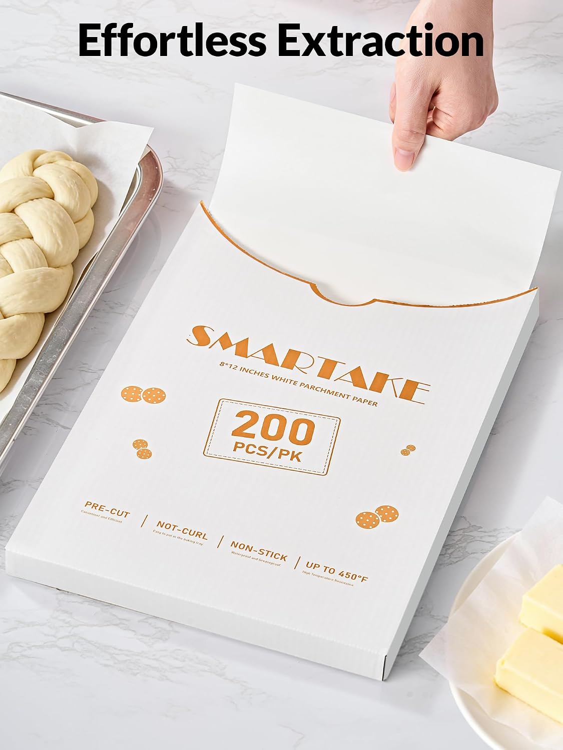 200 Pcs White Parchment Paper Sheets, 8x12 Inches, Non-Stick