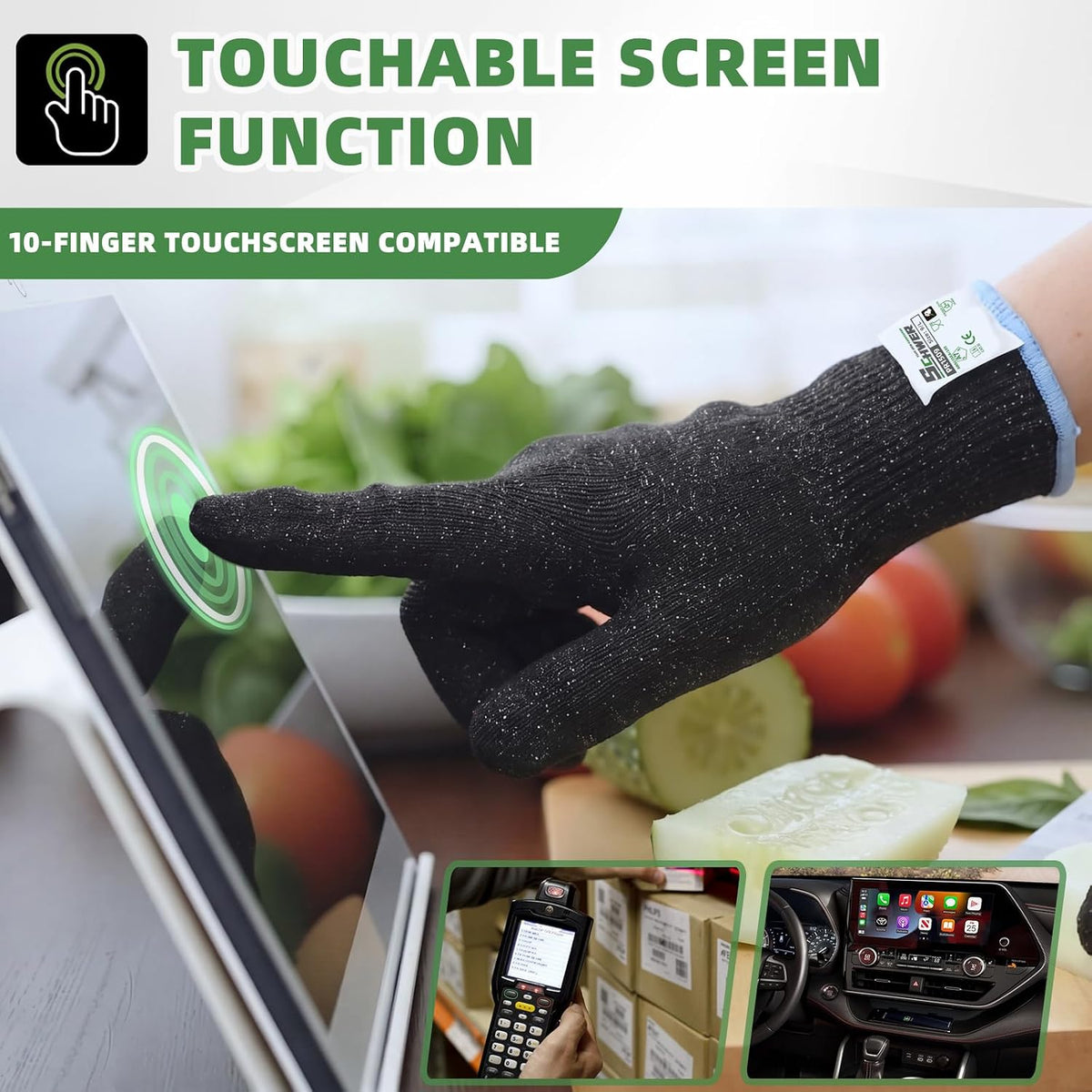 2 Pairs ANSI A7 Cut Resistant Gloves, Mandoline Glove for Kitchen, Breathable & Comfortable, Food Grade Cutting