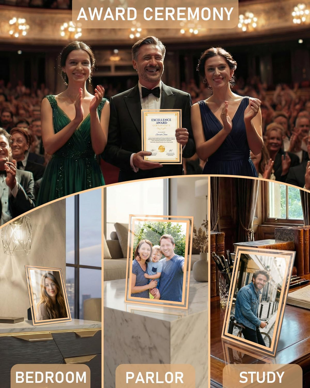 Trophy Award,Certificate Frame,Crystal Award Frames, 1 PCS | Employee of the Month Plaque, Holds A4 Diploma