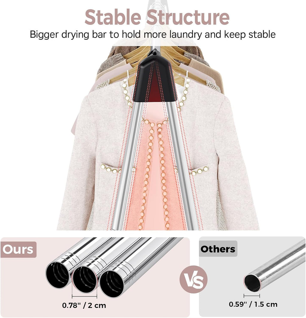 Clothes Drying Rack Foldable, Portable Clothes Rack for Travel | Stainless Steel, Folds Flat to Storage, Lightweight