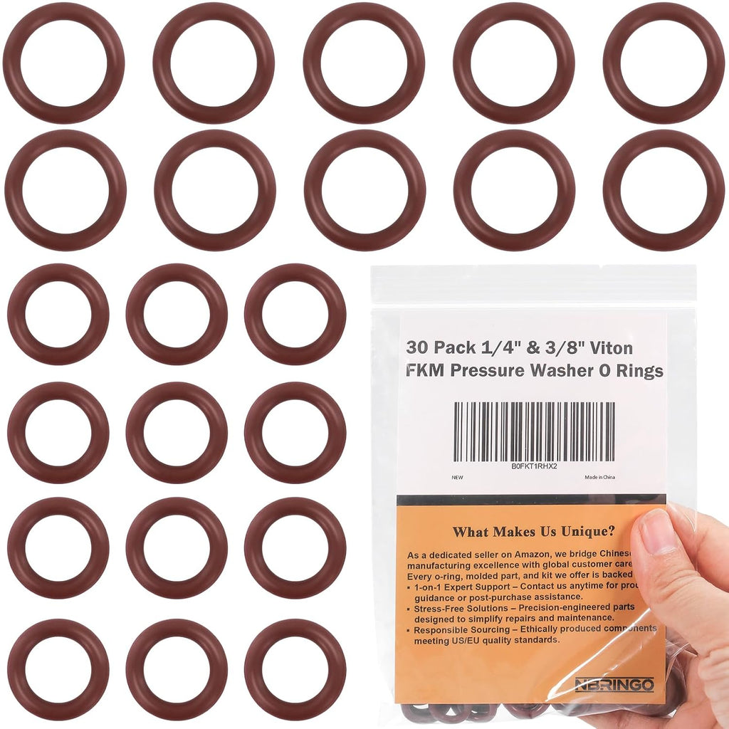 30 Pcs Viton Pressure Washer O-Rings for 1/4" & 3/8" Quick Connect