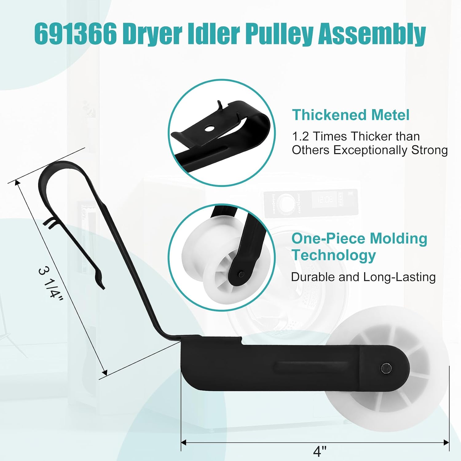 Upgraded 4392065 Dryer Repair Kit Including 691366 Idler Pulley | 341241 Dryer Belt, 349241t Roller, Dryer Parts for