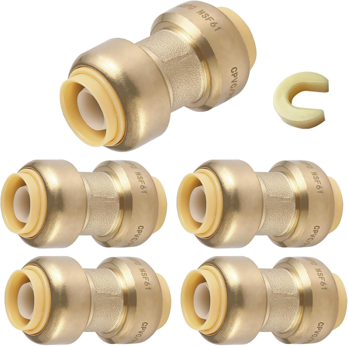 5PC HeSun 3/4" x 3/4" Push to Connect Coupling(PF008-5)