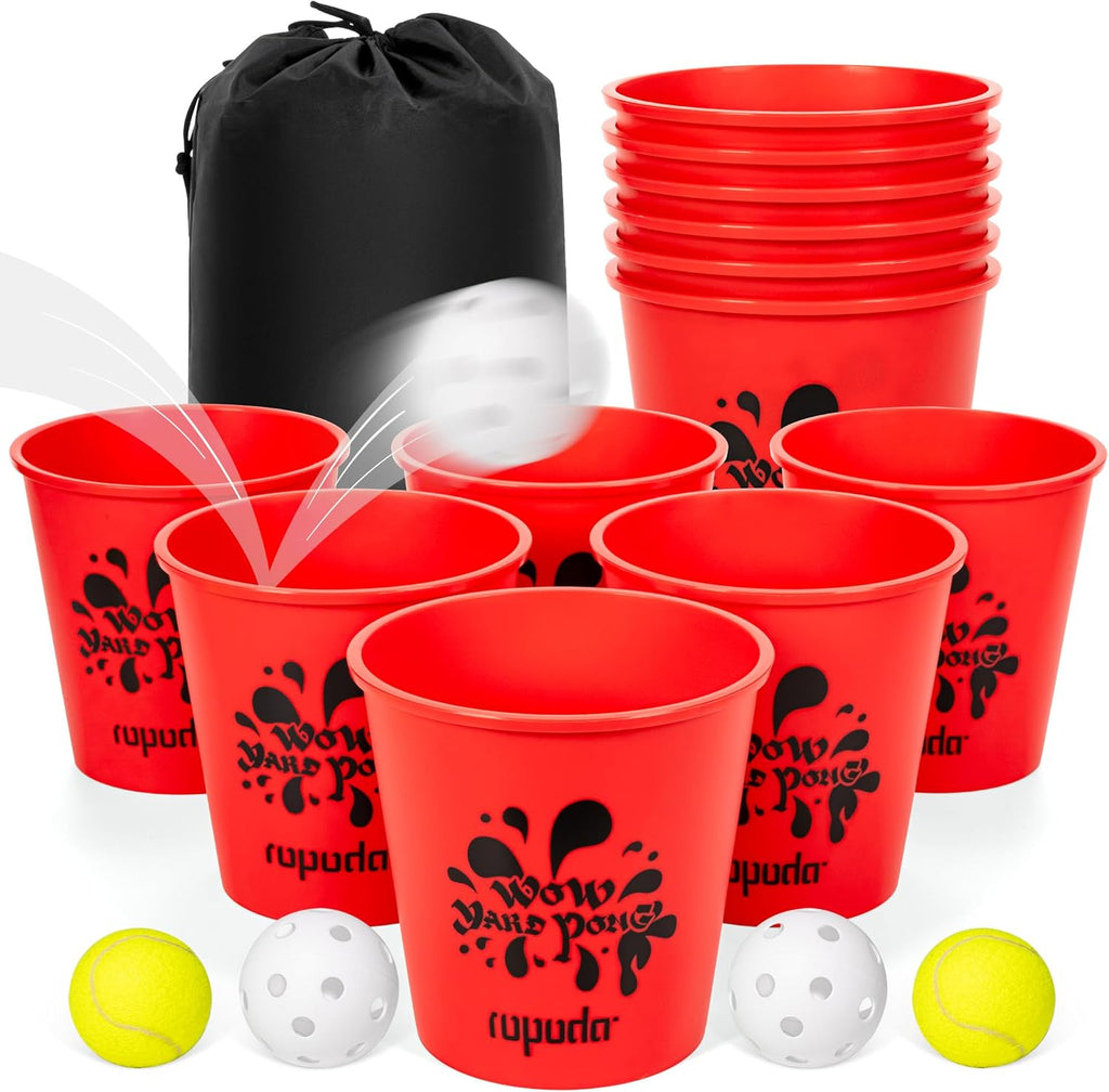 Giant Yard Pong,Yard Games with Durable Buckets and Balls - Choose Red Large, XL, or Green - Glow in The Dark