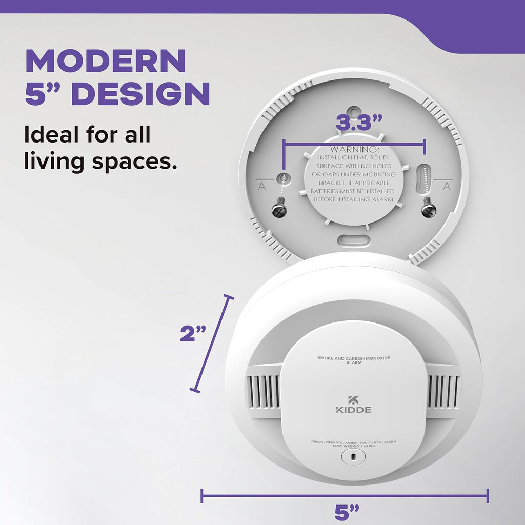 Smoke and Carbon Monoxide Detector, AA Battery Powered, with Voice Alerts, LED Status Lights, 85 dB Alarm, 5 inches