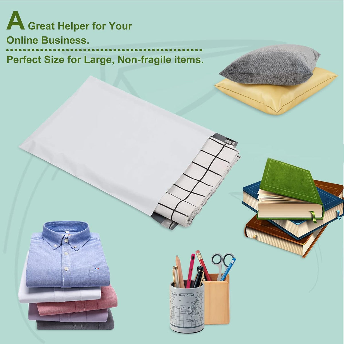 100pcs 14.5x19 Poly Mailers 2.5 Mil Envelopes Shipping Bags With Self Sealing Strip, White Poly Mailers
