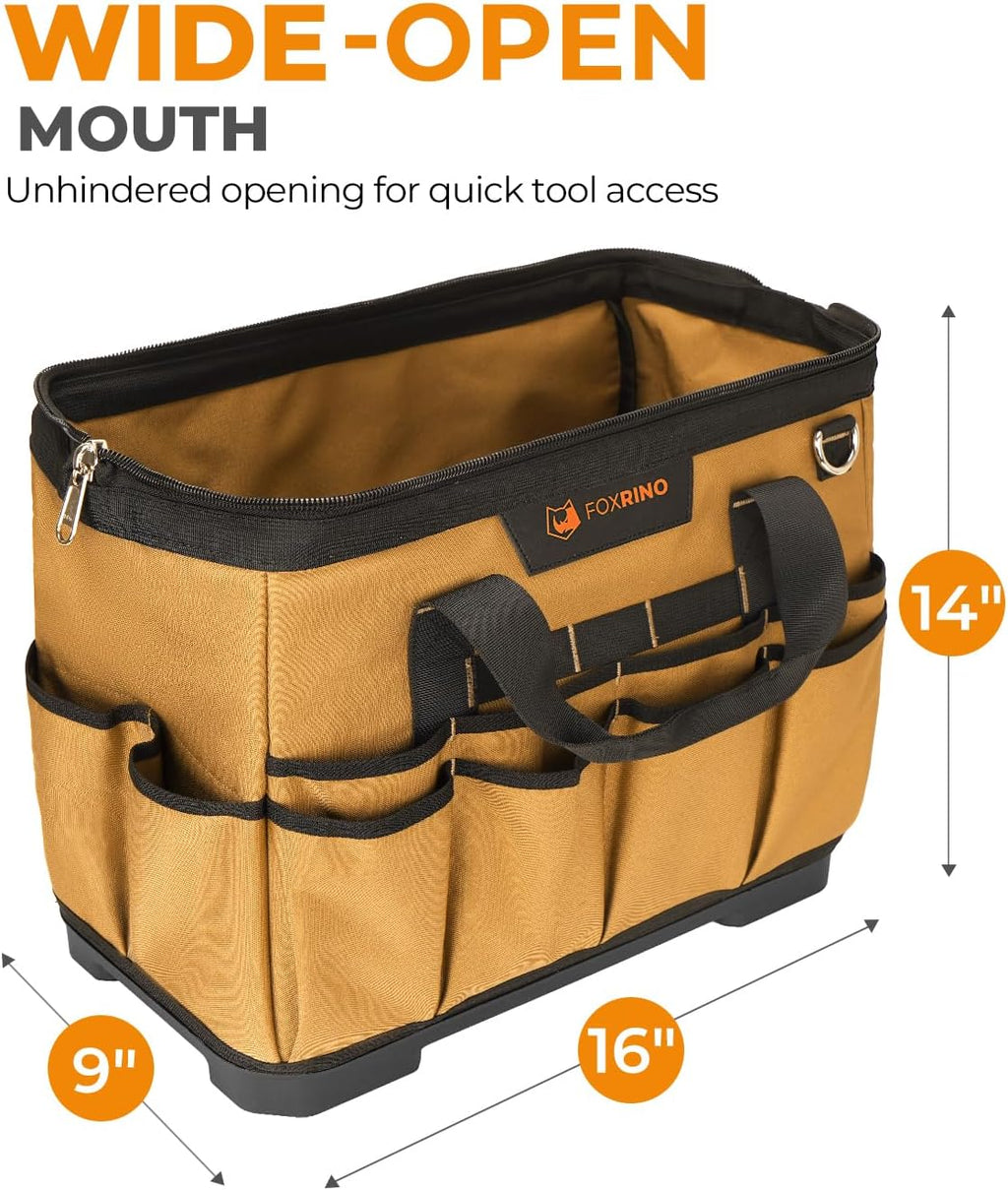 Heavy Duty Tool Bag 16-Inch, 42-Pocket Portable Empty Tool Box Organizer Storage, Anti-Collapse Toolbox Organization