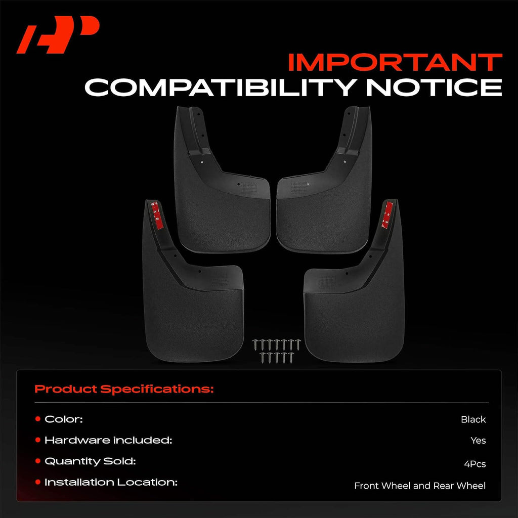 Mud Flaps, No Drilling Required Splash Guards with Accessories | Compatible with Chevrolet Silverado 1500 3500 2500