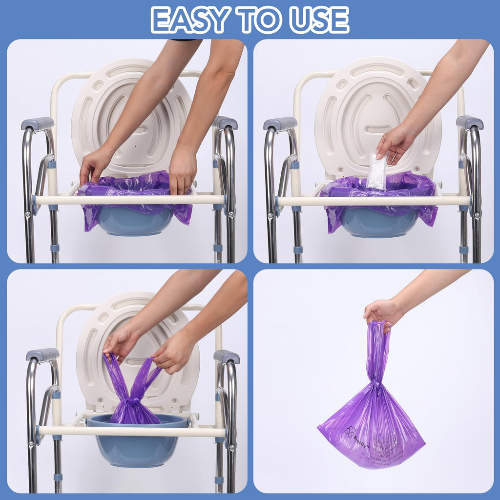 Commode Liners 60 Pack with Absorbent Powder Packs