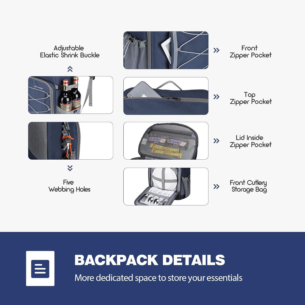 35/50Can Insulated Cooler Backpack, Leakproof Soft Lunch Ice Bag | 16h Cold,Multi-Pockets,Survival Whistle,Ergonomic