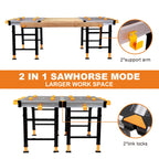 Portable Workbench 1000Lbs Capacity 2026 Upgraded Adjustable 5 Level Height Heavy Duty Folding Work Table with 2