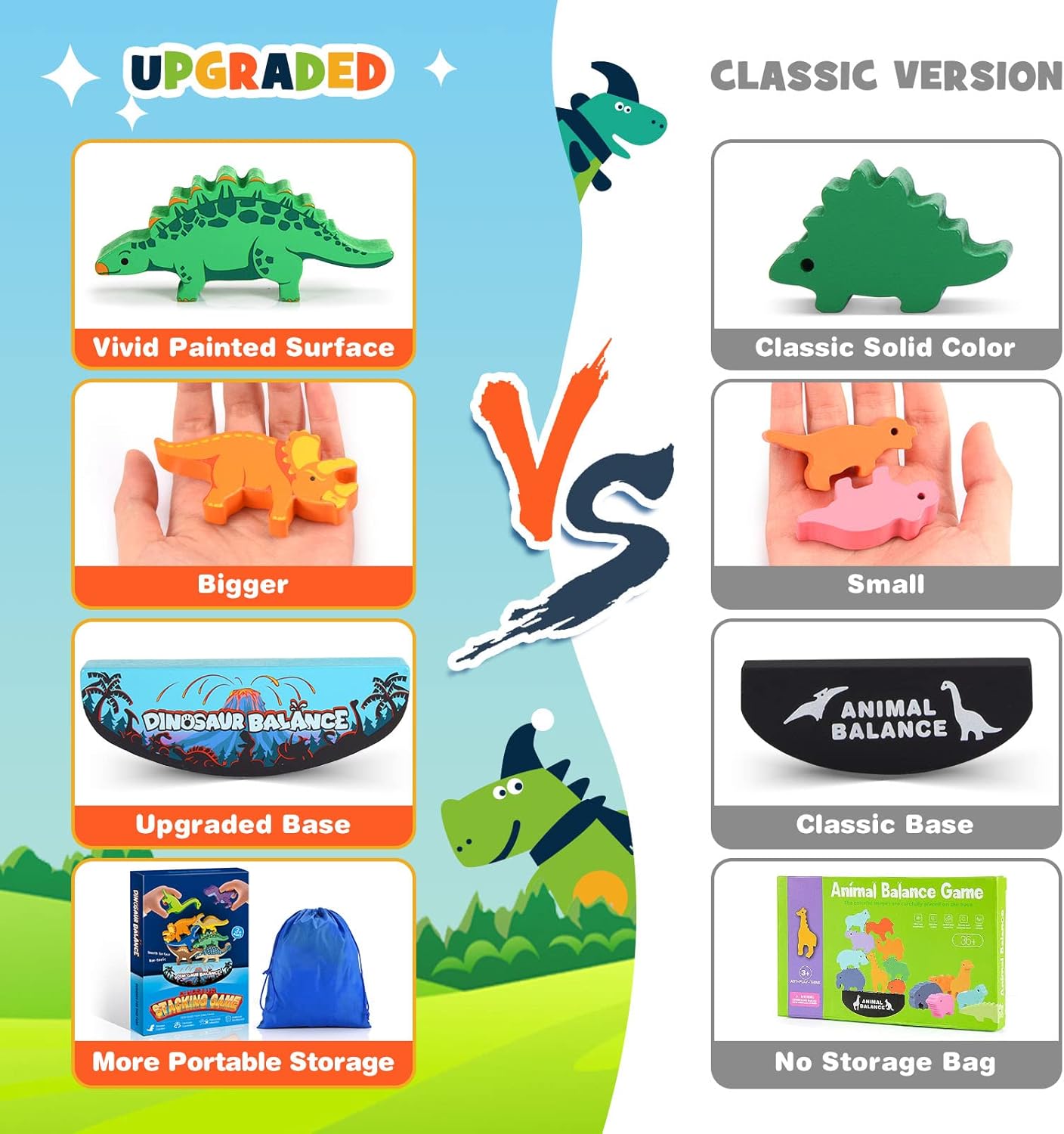 Dinosaur Toys for Kids 3-5: Wooden Stacking Montessori Toys for 3 4 5 6 7 8 Year Old Boys Girls Birthday Gifts for