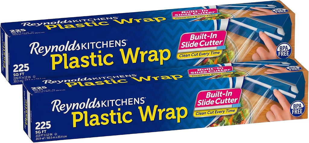Plastic Wrap, 225 Square Feet | Quick Cut | Pack of 2