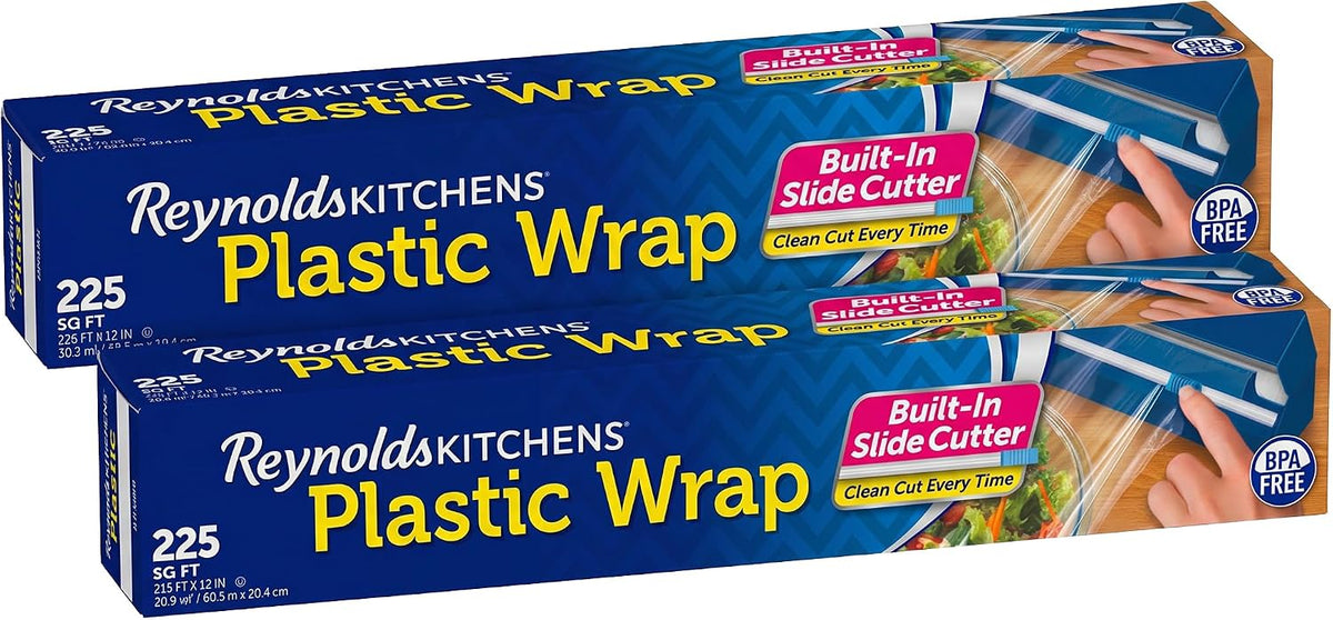 Plastic Wrap, 225 Square Feet | Quick Cut | Pack of 2