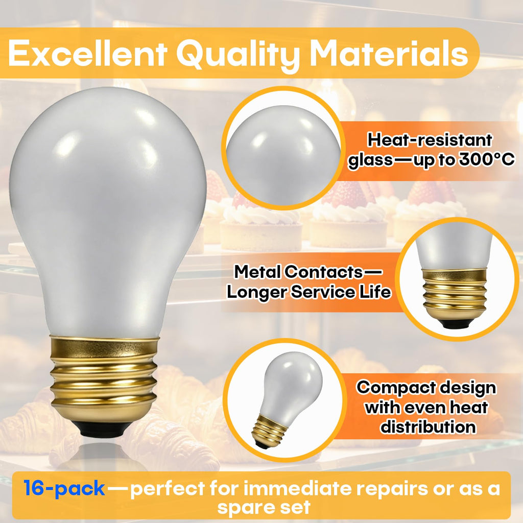 16-Pack 40W Heat Lamp Bulb, Shatterproof, Compatible With Hatco 02.30.265