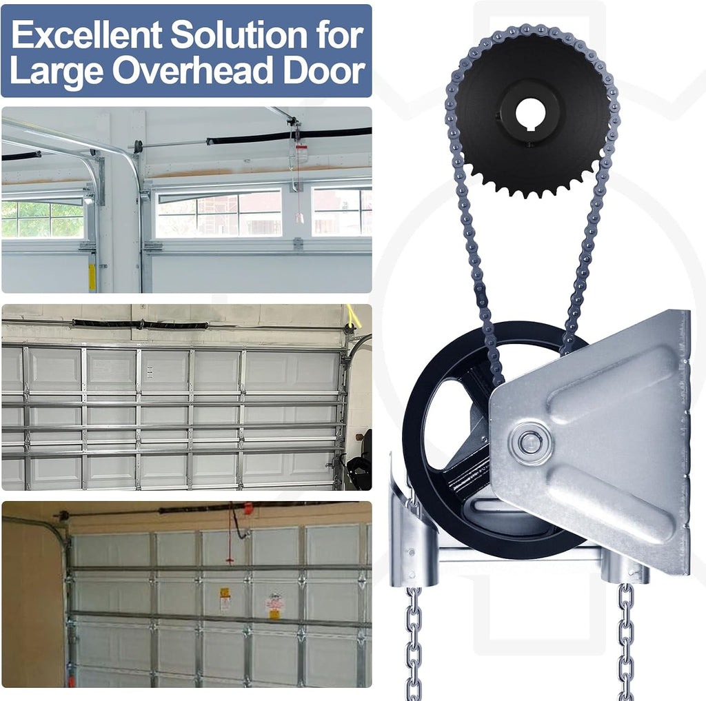 Garage Door Chain Hoist - 4:1 Reduced Drive Heavy Duty Hoist for Roll Up Doors and Jackshaft Garage Door Openers