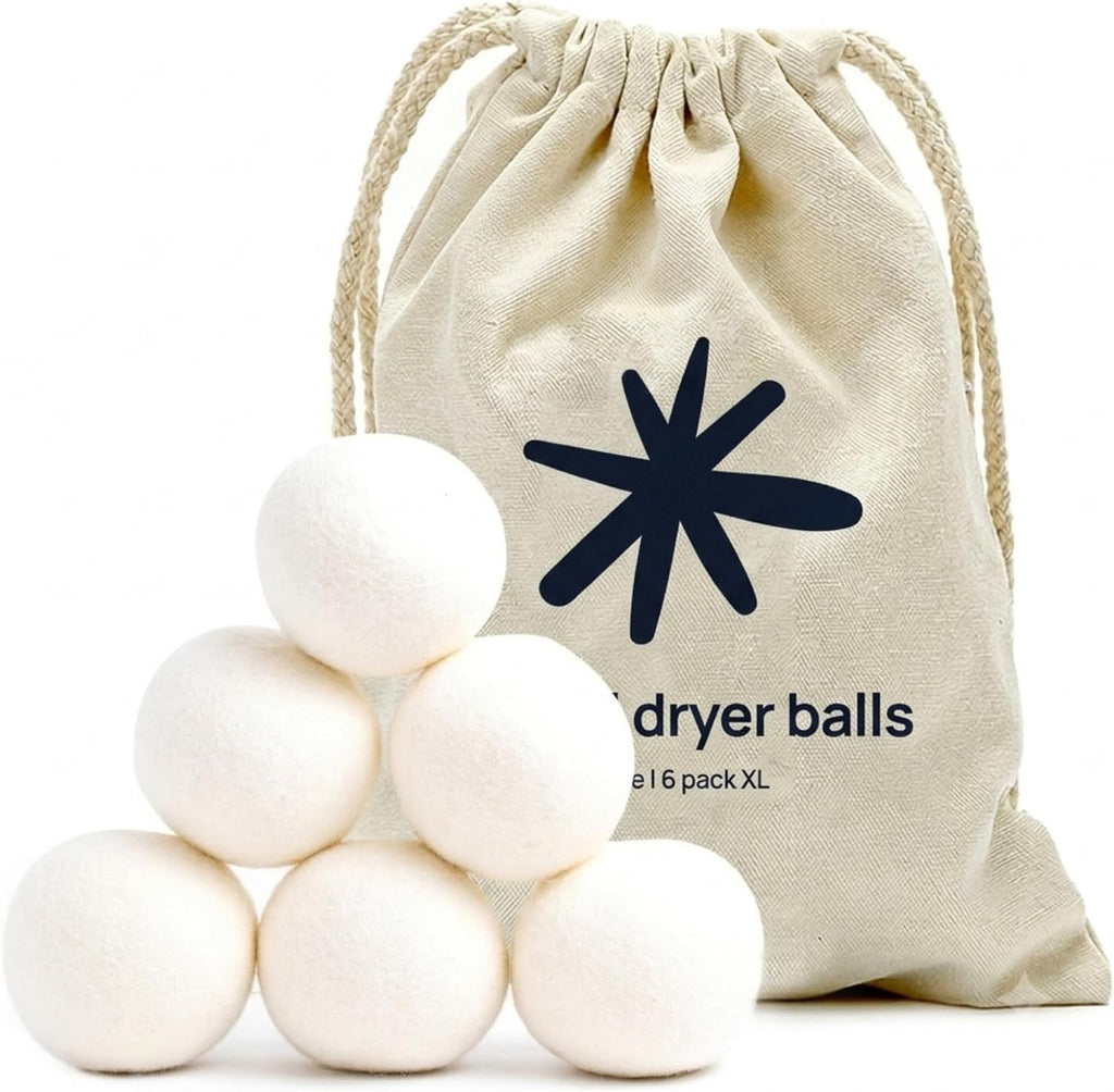 Wool Dryer Balls Laundry Reusable - 6 Pack XL - 100% New Zealand Wool