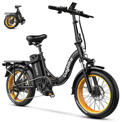 Foldable 750W Brushless Motor Commuter Ebike, Folding Fat Tires Electric Bike for Adult, 7 Speed Front Suspension