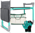 Garden Kneeler and Seat, 2-in-1 Foldable Garden Bench with Non-Slip EVA Foam Pad, Storage Bags, Glove, Portable