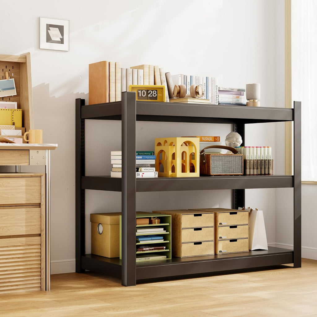 Metal Storage Shelves, 3-Tier Garage Shelving Unit, Heavy Duty Adjustable Metal Shelving for Garage, Basement