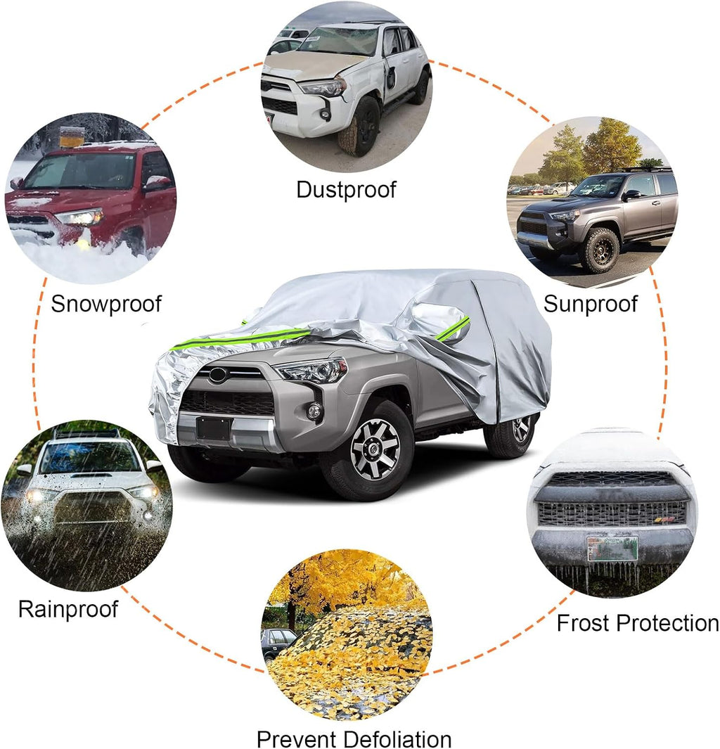 Waterproof Car Covers Replace for 2002-2024 Toyota 4Runner, 6 Layers Sliver All Weather Custom-fit Car Cover with