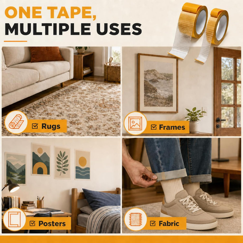 Double Sided Tape Heavy Duty, 2 Rolls 33 Ft, Fiberglass Mesh Mounting Tape