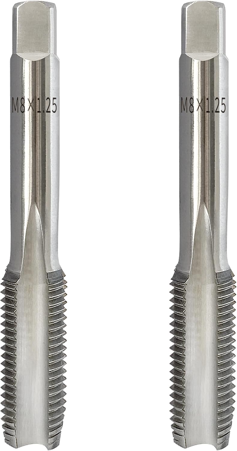 2Pcs M8x1.25 Metric Right-Hand Thread Tapping Tool, Hand Taper & Plug Tap