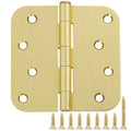 3 Pack Interior Door Hinges 4 Inch Brushed Brass 5/8" Radius Gold