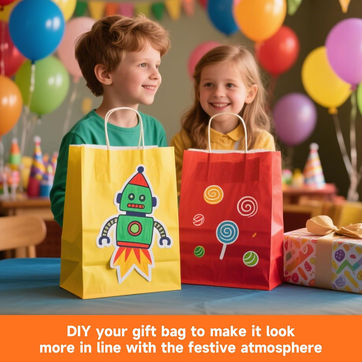 48Pcs Small Paper Gift Bags with Handles,5.8x3.2x8.25 Inch
