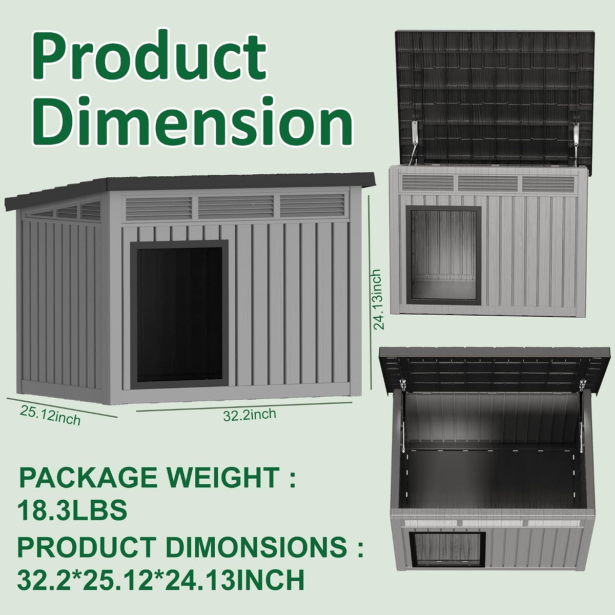 Chicken Coop with Hydraulic Air Rod, Resin Duck Coop with Elevated Floor and Air Vents, Duck House, Backyard Poultry