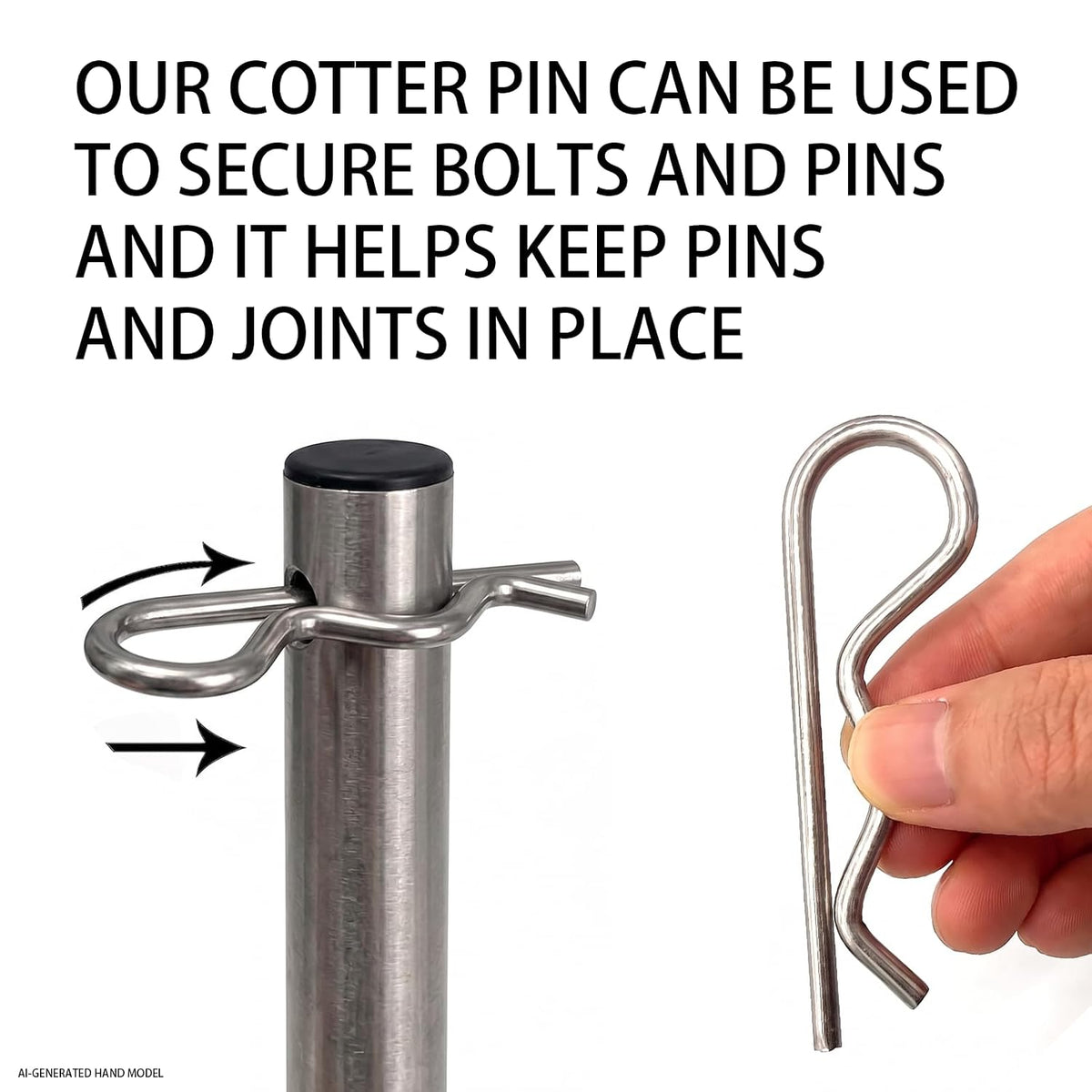 80-Piece Cotter Pins Assortment Kit, Hairpin R Clips in 6 Sizes