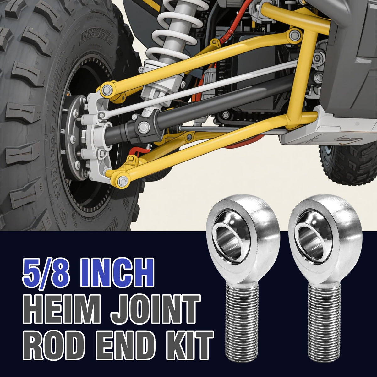 Hoypeyfiy 1 Pair 3/4” Heim Joint Rod End Kit, .750" Right & Left Hand Thread Chromoly Panhard Rod End Set with Jam Nuts, Ideal for Steering & Suspension Applications