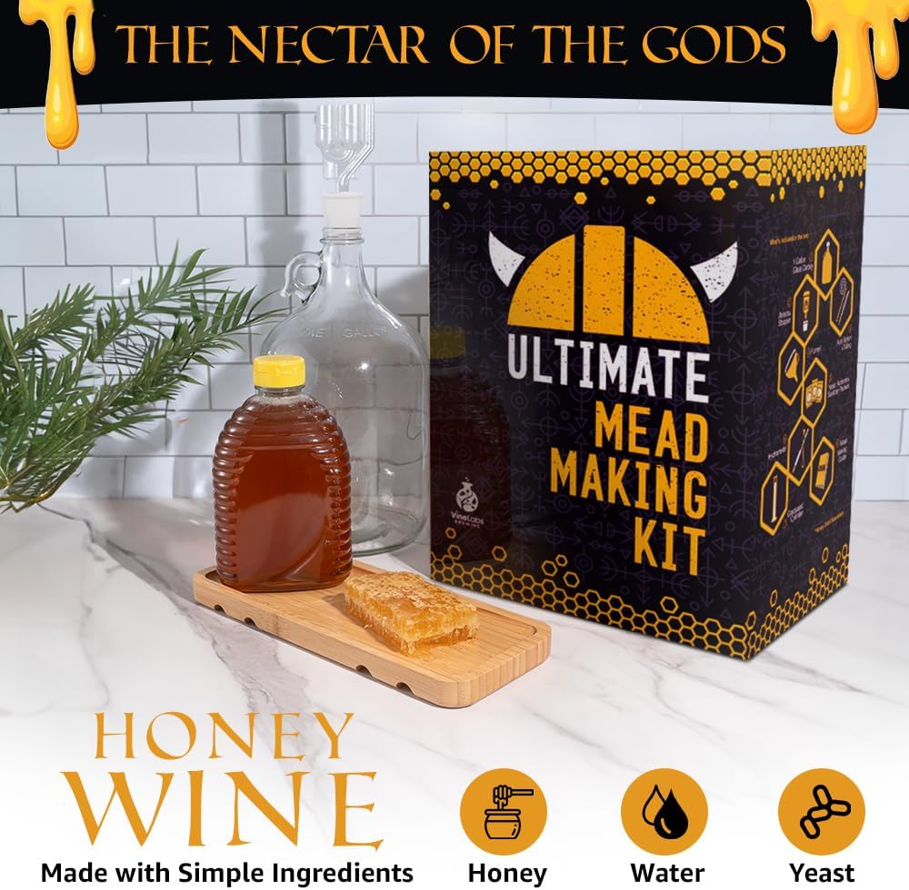 Ultimate Honey Mead Making Kit with Yeast and Starter Home Brew Accessories, Reusable, Step-by-Step Brewing Process
