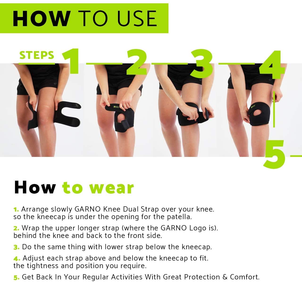 Patellar Tendon Support Strap, Knee Brace for Meniscus Tear, Patella Tendonitis, Arthritis, Adjustable Neoprene