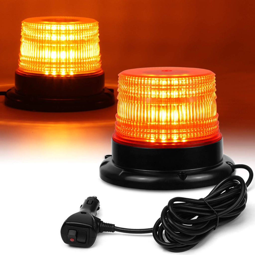 LED Strobe Light, 12V-24V Amber 40 LED Warning Safety Flashing Beacon Lights with Magnetic and 16 ft Straight Cord