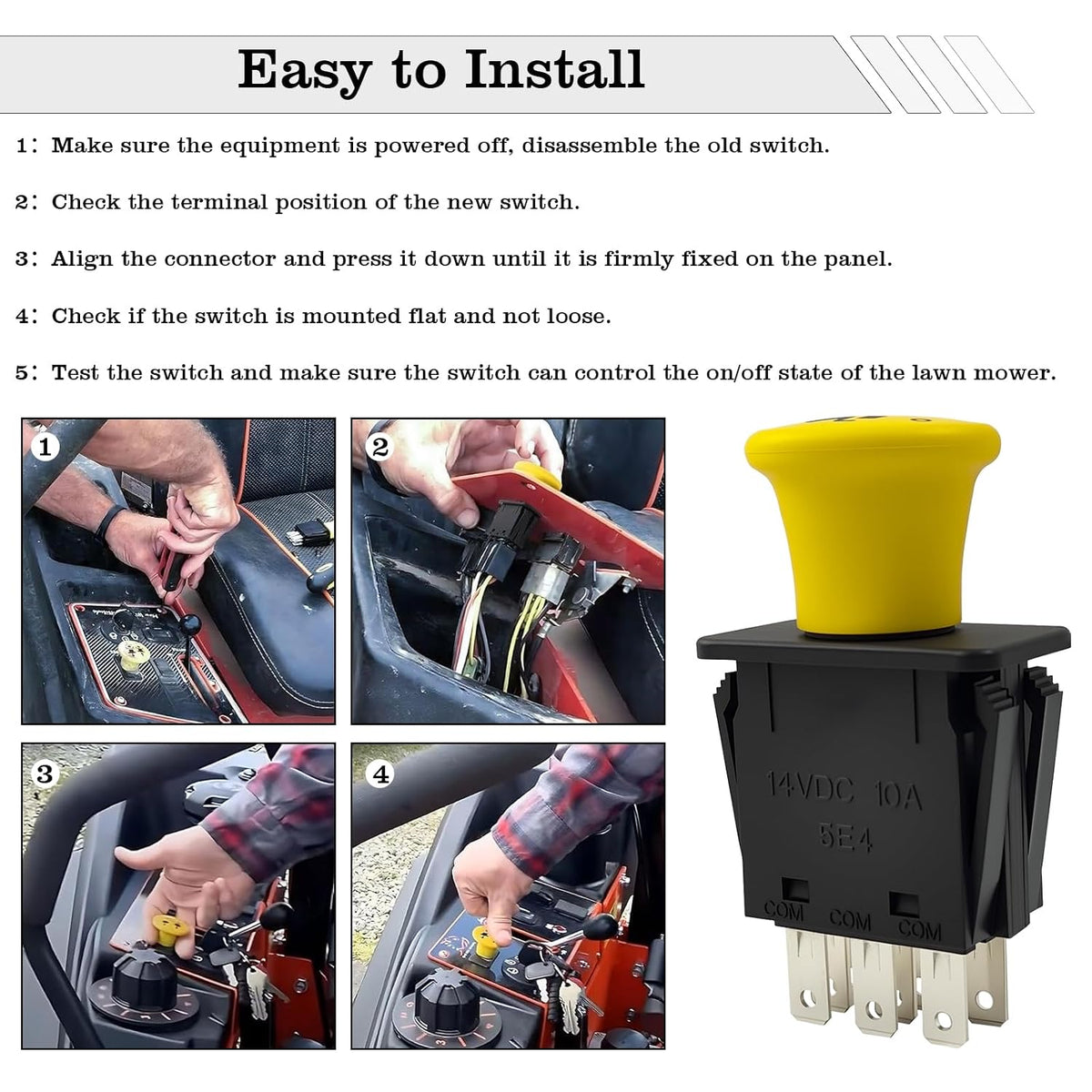 AM131966 Mower Clutch PTO Switch, 8 Terminals, Upgrade Blade Clutch Switch Fit for John Deere L120 L130 D140 D150