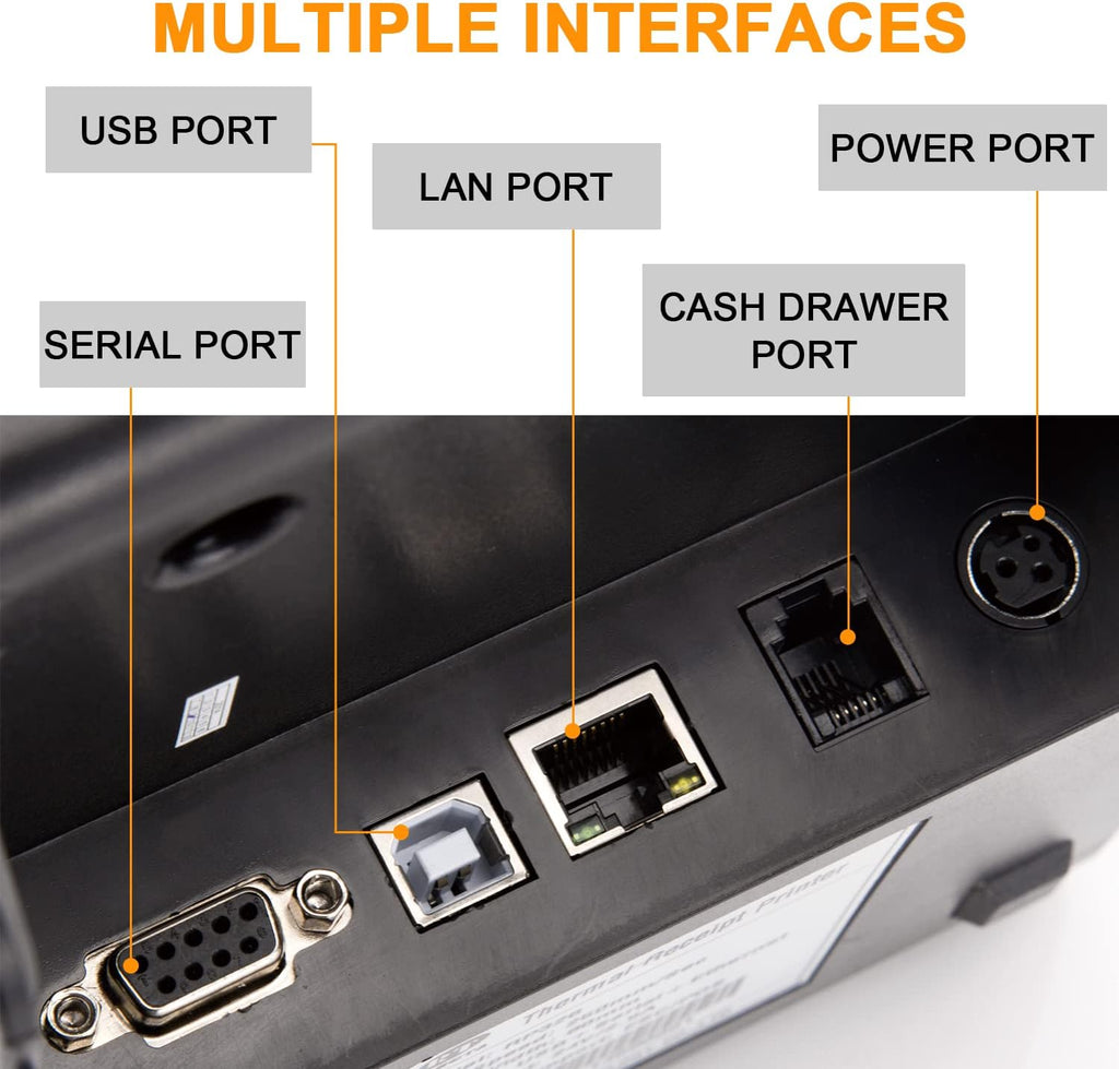 POS Printer, 80mm Thermal Receipt Printer, Restaurant Kitchen Printer with Auto Cutter, USB Serial Ethernet