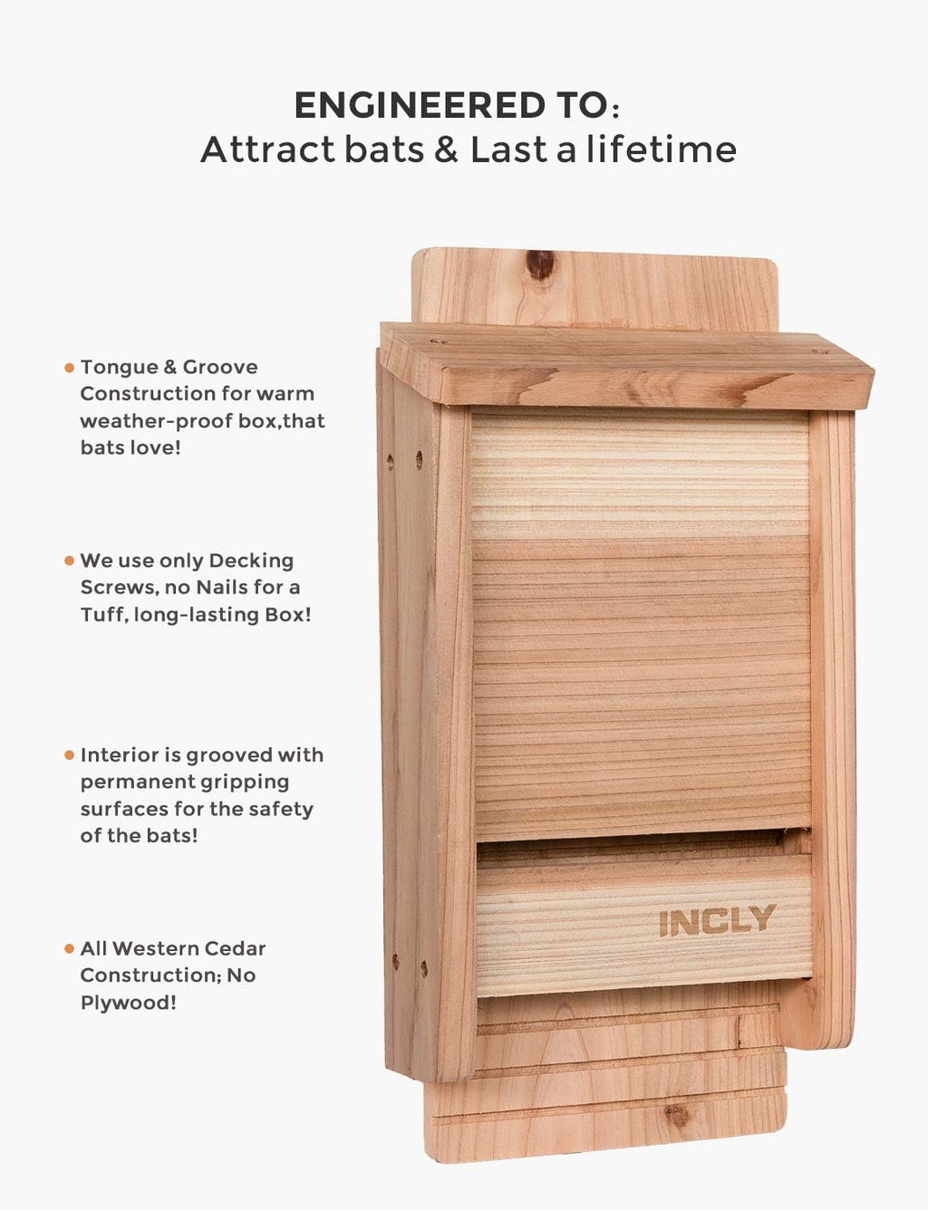 Small Bat House Kit for Outdoors 14.6"x6.7"x2.2" Shelter Box Roosting Single Chamber Natural Cedar Wood, Pre-Finished