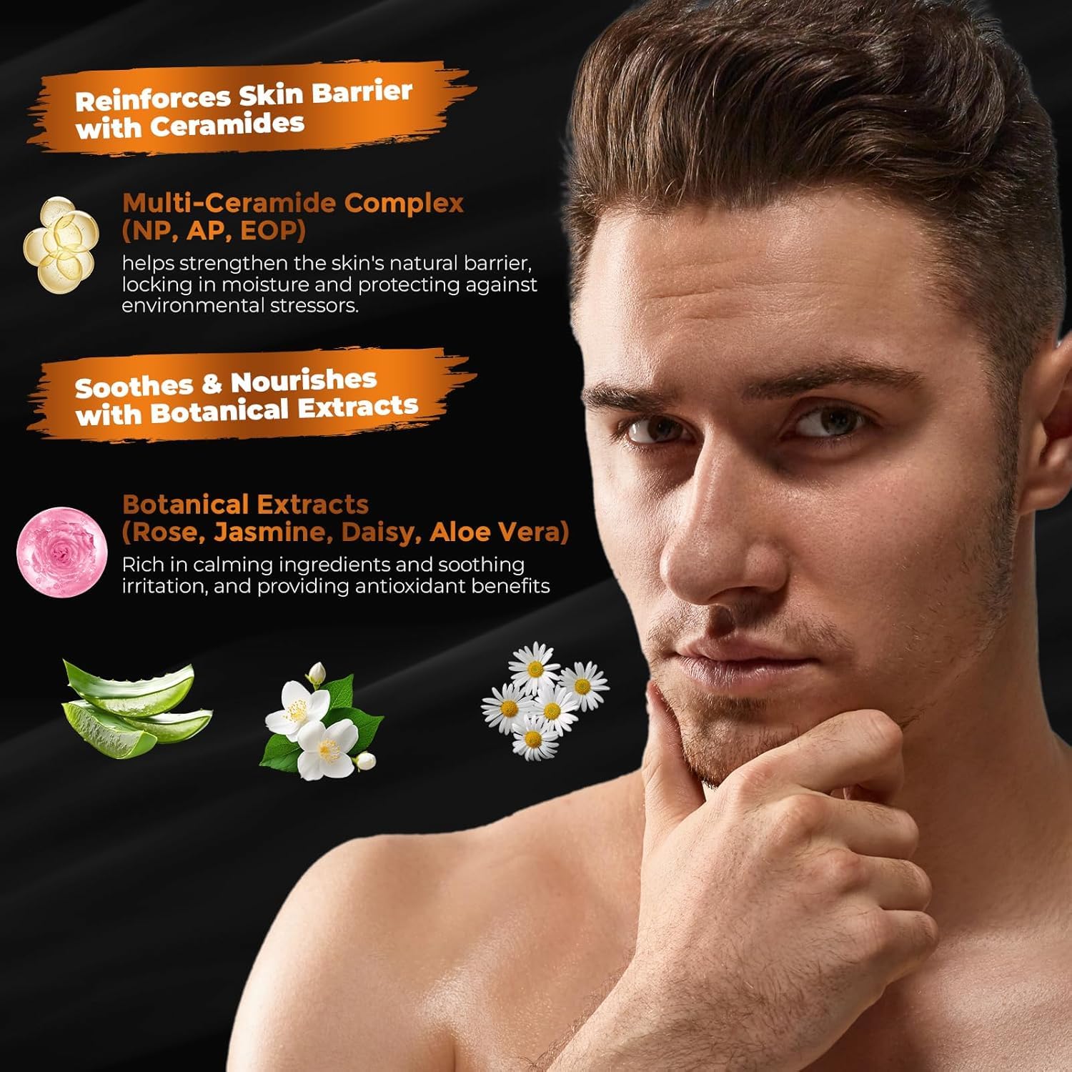 Gift for Men Skincare Men's Skin Care Facial Kit Complete Routine Kit with Niacinamide & Ceramides - Face Cleanser