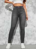 Women's Denim Pants Classic Stretch Skinny Shaping Mid Rise Work Jeans