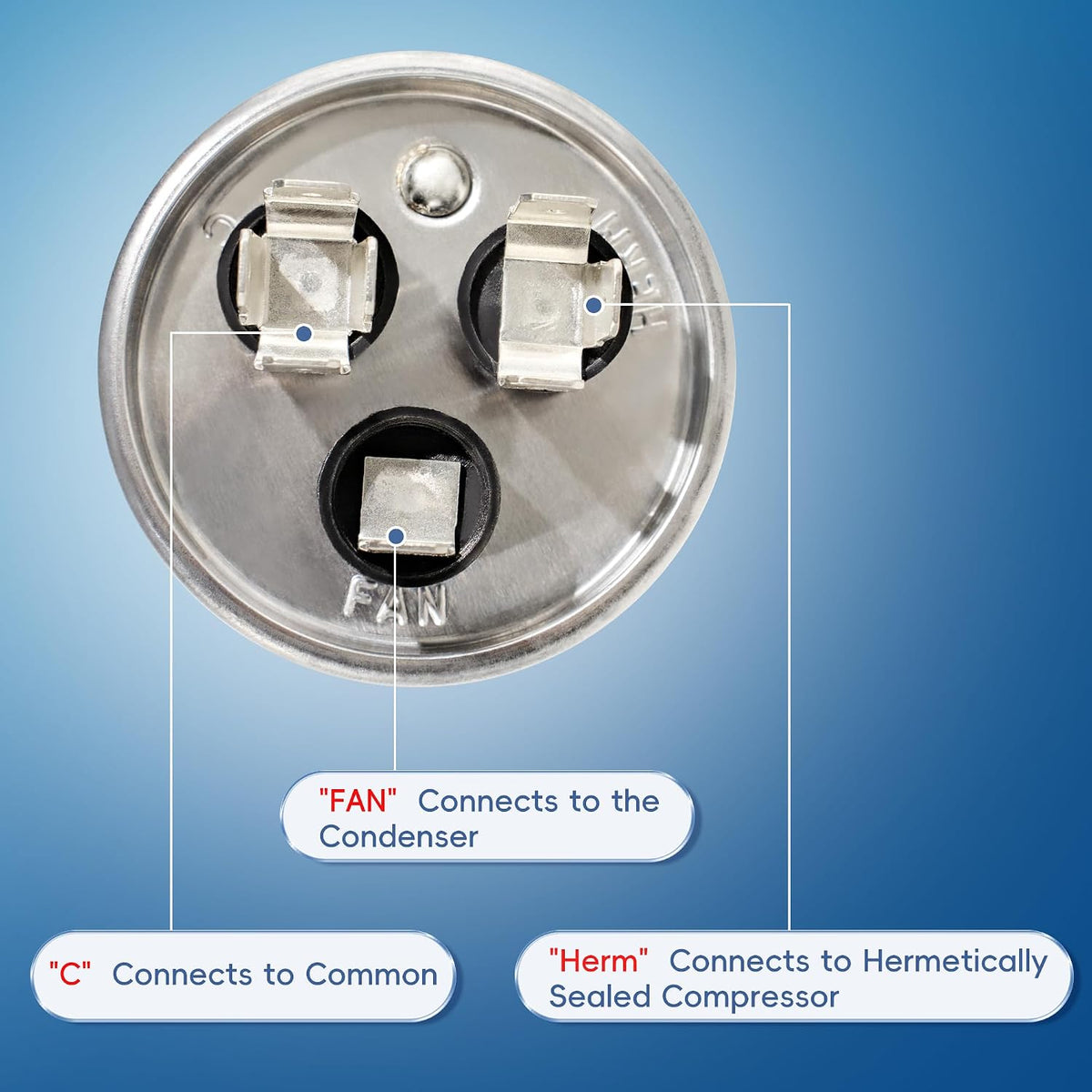 40+5 uF 40/5 MFD ±6% 370V/440VAC CBB65 Dual Run Circular Start Capacitor for Heat Pump Air Conditioner，Ten Years of Coverage