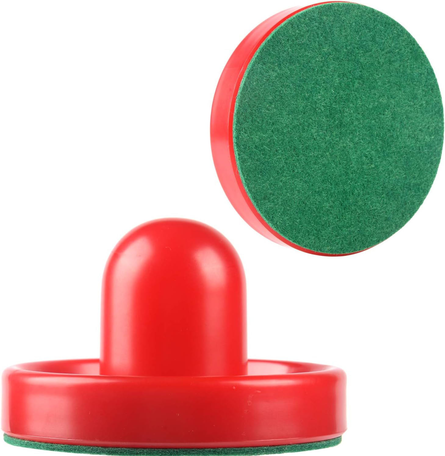 Air Hockey Pushers and Red Air Hockey Pucks, Goal Handles Paddles Replacement Accessories for Game Tables (4 Striker